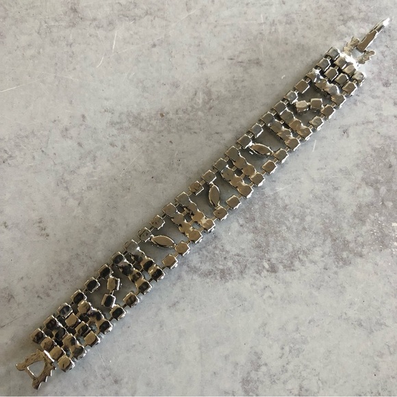 Sapphire Blue Rhinestone Statement Bracelet & Dangle Earrings Set - Picture 7 of 8